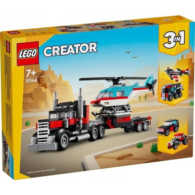 LEGO Creator Flakbil med helikopter Byggset med Leksakshelikopter och Leksaksbil, Cool Byggleksak för Pojkar och Flickor, Innehåller 270 Byggklossar, Presentidé, från 7 år 31146