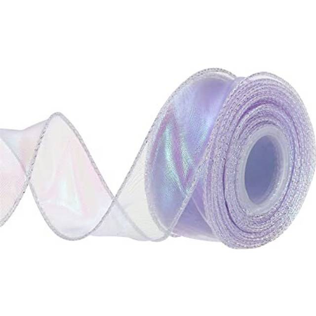40mm Wide Sparkly Sheer Wired Organza Ribbon Pastel Shimmer Iridescent Chiffon Ribbons 9m Lavender Purple for Gift Wrapping Bouquet Wedding Bows