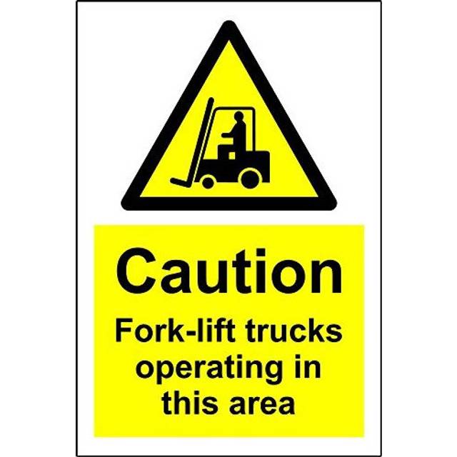 Warning Caution fork-lift trucks operating in this area safety sign - 1.2mm rigid plastic 300mm x 200mm