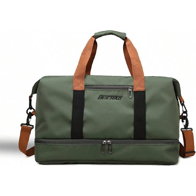 SHEIN Green Travel Duffel Bag, Fitness Sports Yoga Bag, Multi-Functional Storage Duffel Bag, With Wet And Dry Separation, With Shoe Storage, Waterproof, Wit