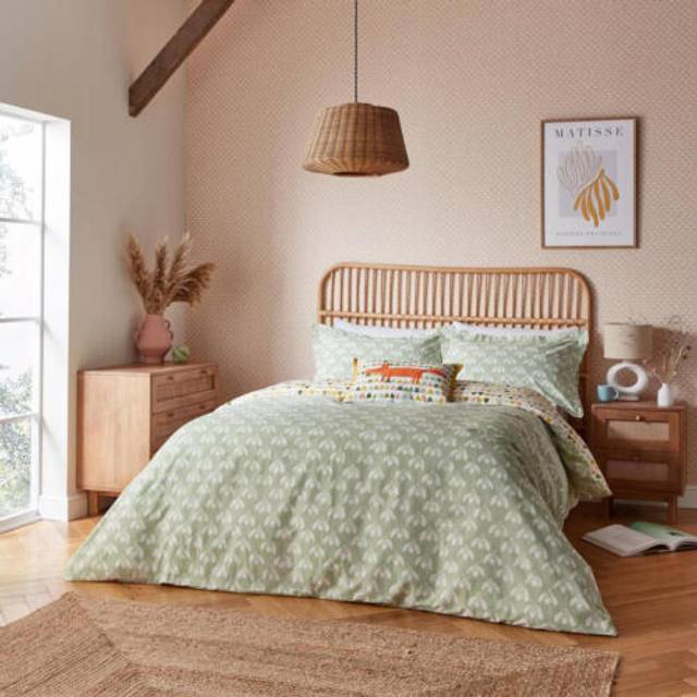 Scion Snowdrop Duvet Cover Set King Size Sage