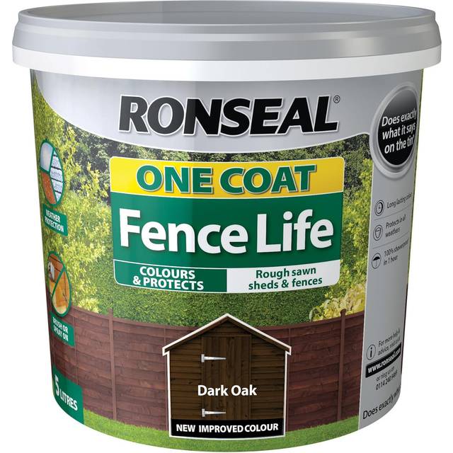 Ronseal one coat shed & fence protector dark oak 5l