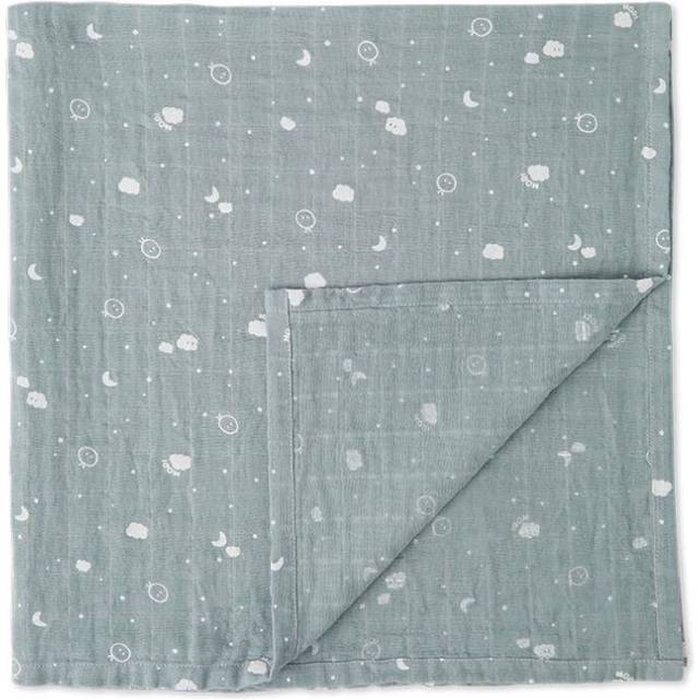 Baby Boys and Girls Pre Washed Muslin Swaddle Cloth 75 x 75 cm in Blue - 100% Cotton Breathable Unisex Infant Receiving Blanket - Regular
