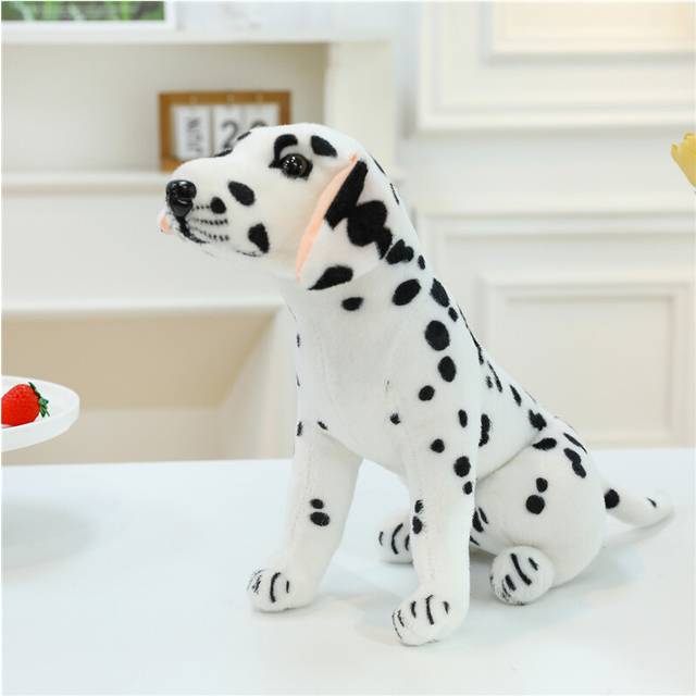 (Dalmatian Sitting, 36cm) Plush Soft Dog Toy Realistic Puppy Sheepdog Shar Pei Dalmatian Bed Prop For Kids