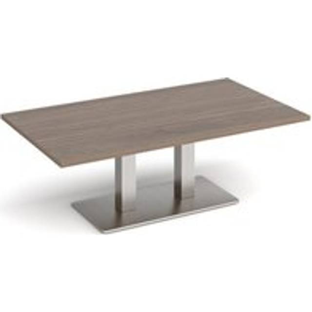 Eros rectangular coffee table with flat brushed steel rectangular base and twin uprights 1400mm x 800mm - Barcelona walnut