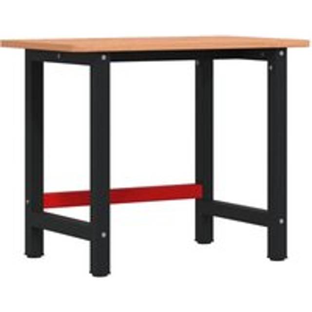 vidaXL Workbench 100x60x81.5 cm Solid Wood Beech Rectangular - Brown