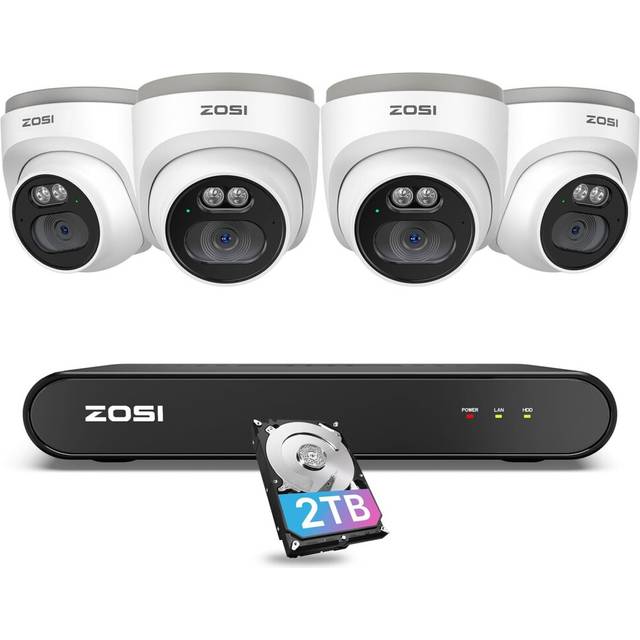 ZOSI 4MP PoE CCTV Camera System 5MP NVR 2TB IP Security Camera Audio