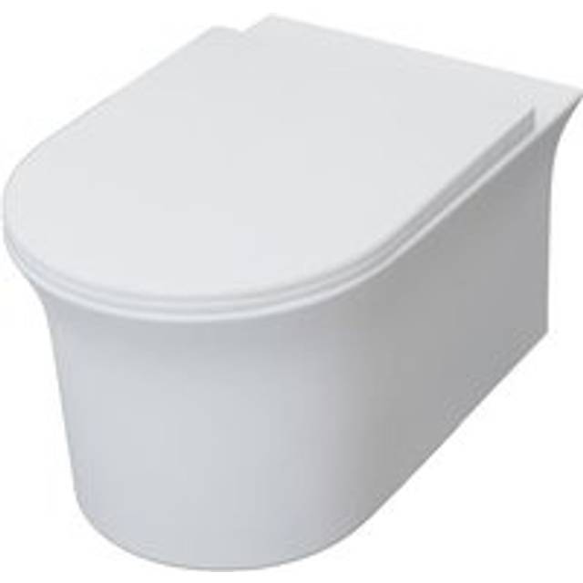 Aica Bathroom Rimless Wall Hung Toilet Pan Round wc With uf Slim Soft Close Seat