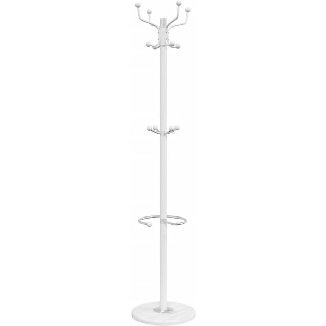 vidaXL Coat Stand with Umbrella Holder White 180 cm Powder-coated Iron