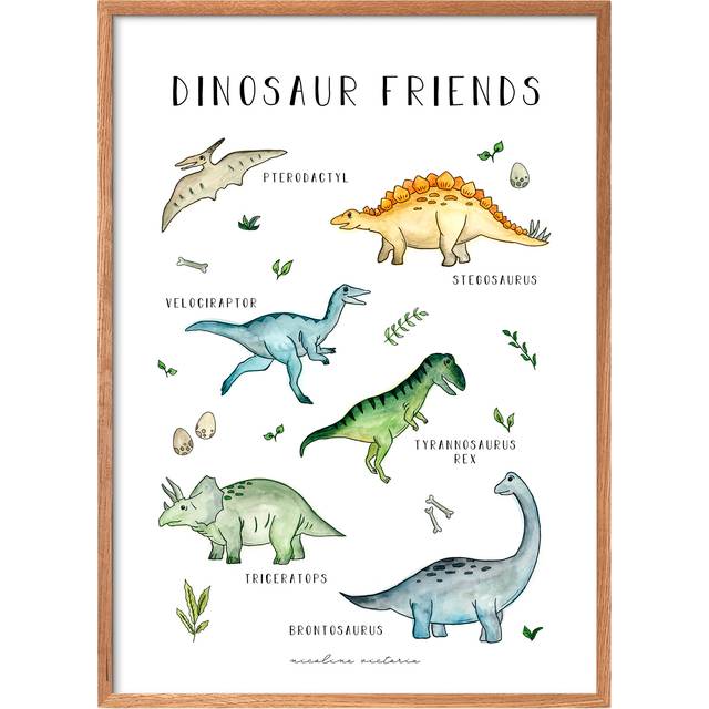 Poster & Frame Nicoline Victoriakids - Dinosaur Friends Affischer Från Magasin - Flerfarvet (50 x 70 cm)