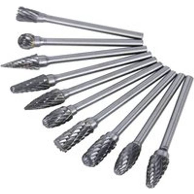 10pcs Tungsten Carbide Rotary Burr Set with Grinding Head for Dremel Rotary Tools, Metal Drilling and Polishing
