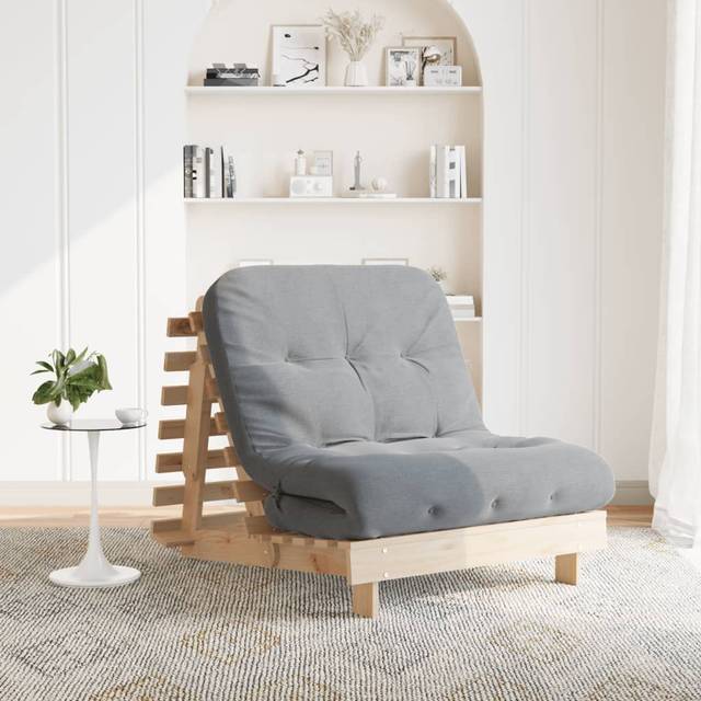 vidaXL Futon Sofa Bed with Mattress 80x206x11 cm Solid Wood Pine - Brown
