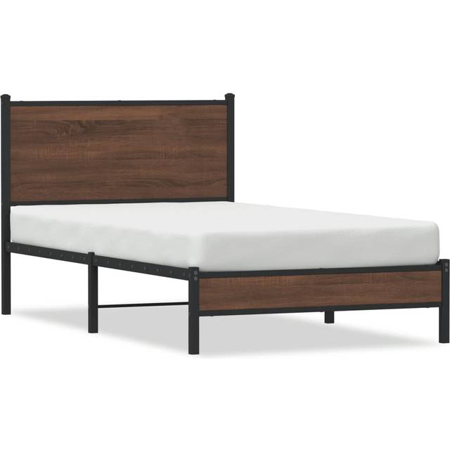 Vidaxl - Metal Bed Frame without Mattress Brown Oak 107x203 cm