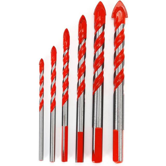 (6 Pcs Ã Drill Bit?4/5/6/8/10/12mm?) 4/5/6/7Pcs Multi-purpose Ceramic Wall Drill Bit Set Anti-skid Triangle Shank Hole Opener for Concrete Wood Iron