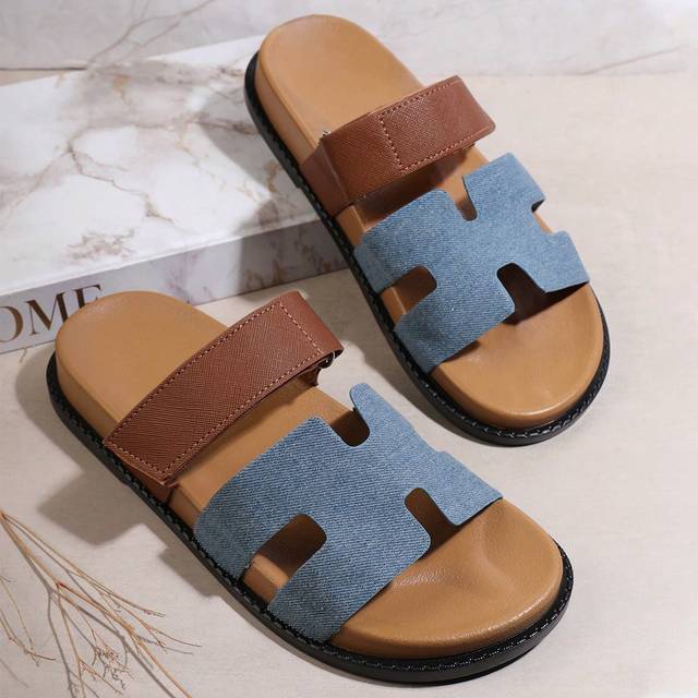 SHEIN Women&#39;s H Toe Band Double Stacked Platform Hook And Loop Closure Sandals Summer Shoes Spring Shoes Spring Break Easter Vacation Shoes Casual Shoes Bea