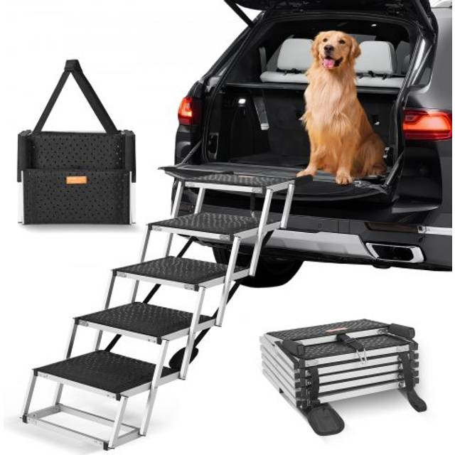 VEVOR Dog Stair for Cars 5-step Folding Dog Steps Aluminum Loads up to 150 lbs