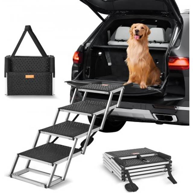 VEVOR Dog Stair for Cars 4-step Folding Dog Steps Aluminum Loads up to 150 lbs