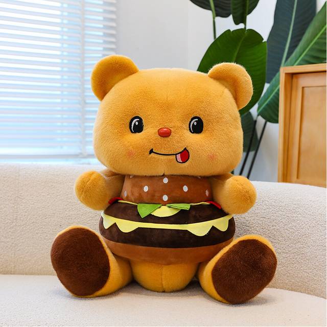 (45cm/17.72in) Plush Bear Hamburger Toy Dolls Detachable Pp Cotton Stuffed Girl Birthday Gifts
