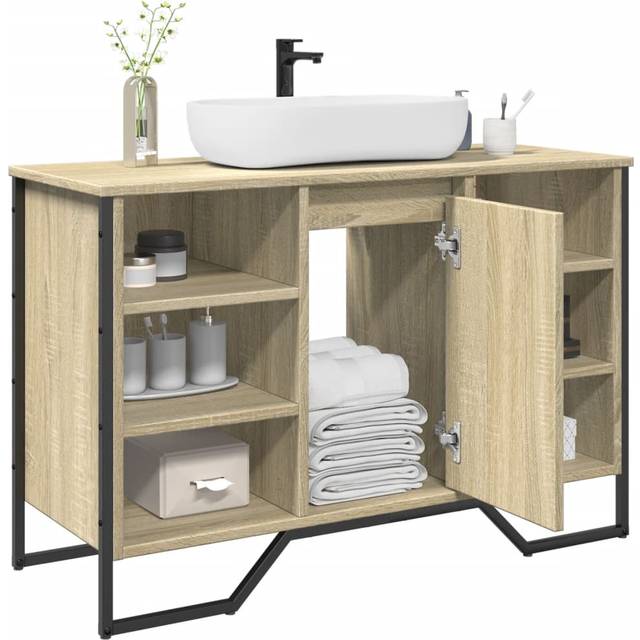 vidaXL Bathroom Sink Cabinet Sonoma Oak 91x35x60 cm Engineered Wood - sonoma oak