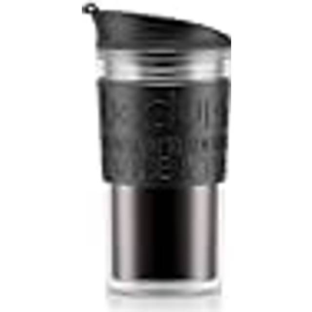 Bodum Travel Mug - Mug, 0.35 L, 12 Oz, Clear Beaker With SAN Band, Black