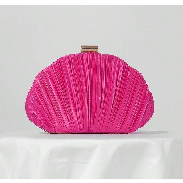 SHEIN Satin Pleated Box-Shaped Evening Bag, Banquet Bag, Formal Gown Bag, Prom Clutch, Chain Strap Shoulder Bag, Wedding Purse