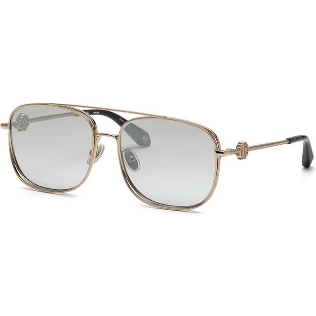 Roberto Cavalli Woman SRC059M  8FFX Sunglasses Metal Gold Smoke Squared Normal Mirror