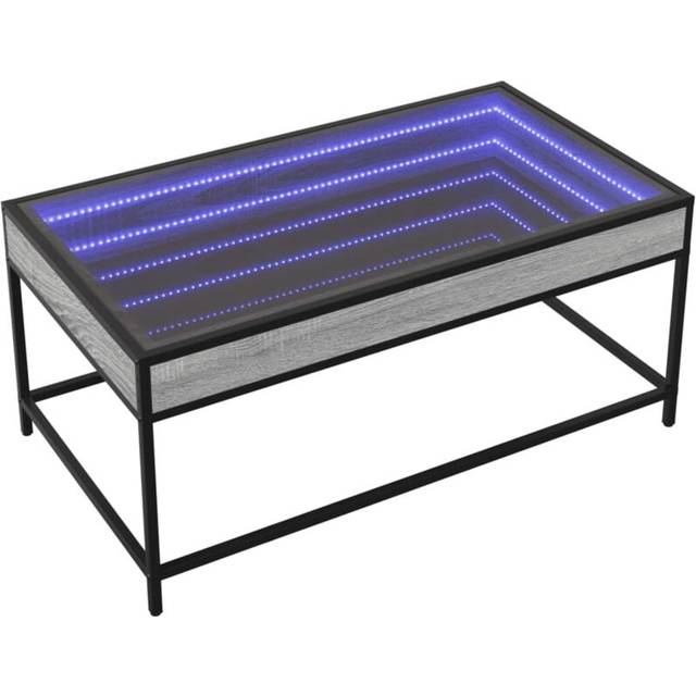 (grey sonoma, 90 x 50 x 41 cm) vidaXL Coffee Table with Infinity LED Tea End Table Side Table Grey Sonoma