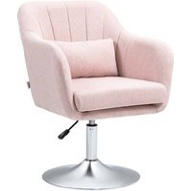 HOMCOM Stylish Retro Linen Swivel Tub Chair Steel Frame Cushion Seat Pink | TJ Hughes