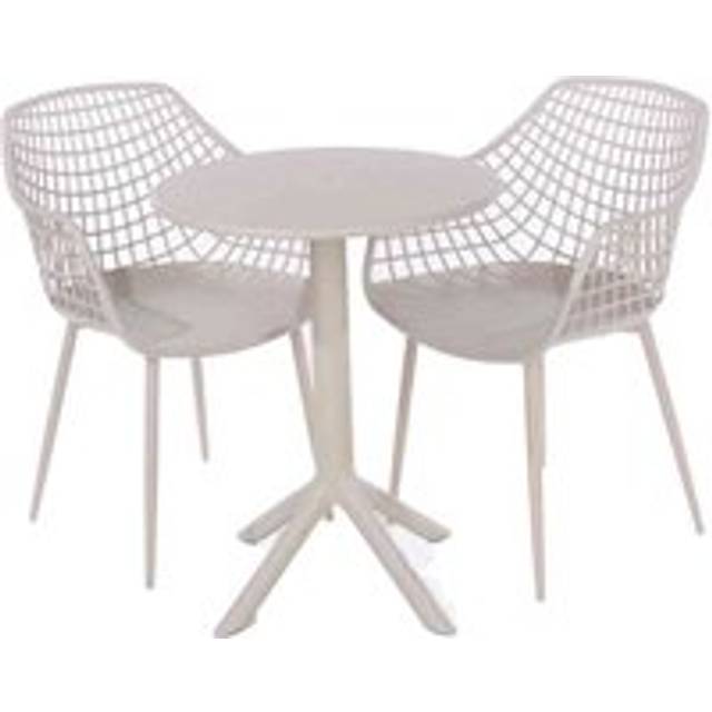 Core Products Rimini 3 Piece Lattice Bistro Table & 2 Armchair Set, Outdoor Grade, Calico, Brown