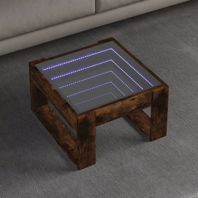 vidaXL Coffee Table with Infinity LED Smoked Oak 50x53x30 cm - Brown