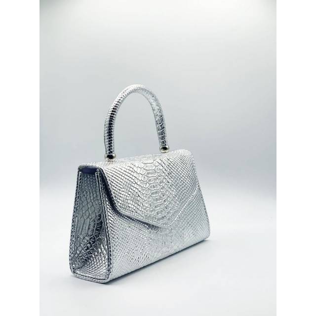 Womens Faux Snakeskin Mini Bag in Silver - Black - One Size