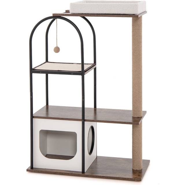 118 cm Tall Cat Tree Tower with Metal Frame-Black