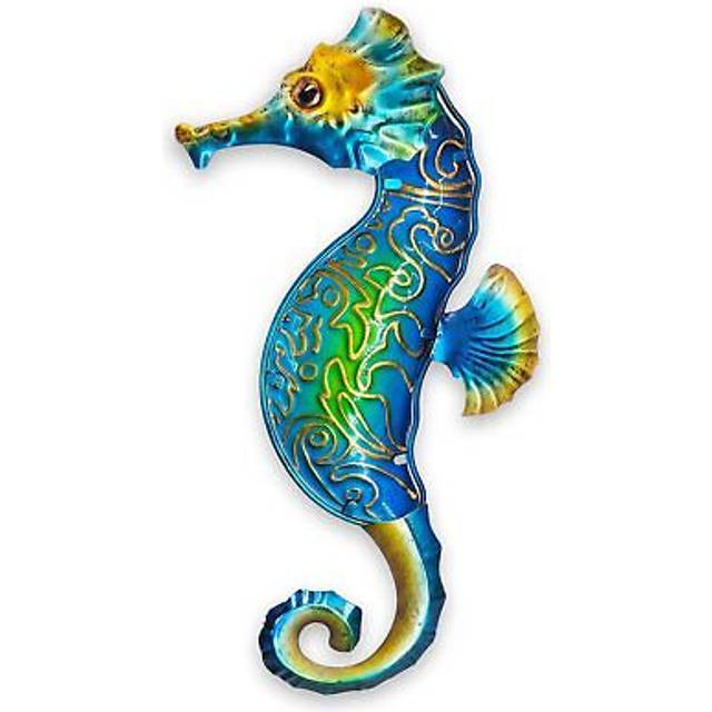 Johns Studio Seahorse Sea Wall Decor Outdoor Metal Garden Hanging Art Glass Sculptures Home Ocean Theme Decorations for Kitchen