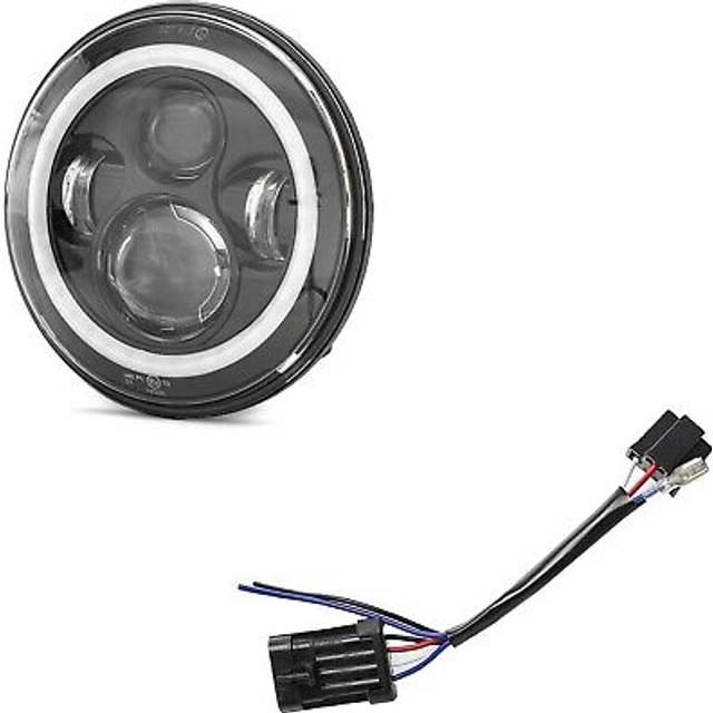 Set: LED Scheinwerfer 7" passend für Harley Davidson + Adapter H4 -H13