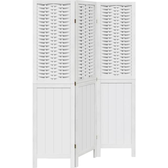 vidaXL Room Divider 3 Panels White Solid Wood Paulownia