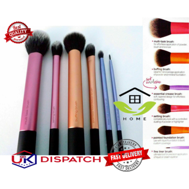 Real techniques 6 pc sam's picks makeup brushes powder blush foundation set