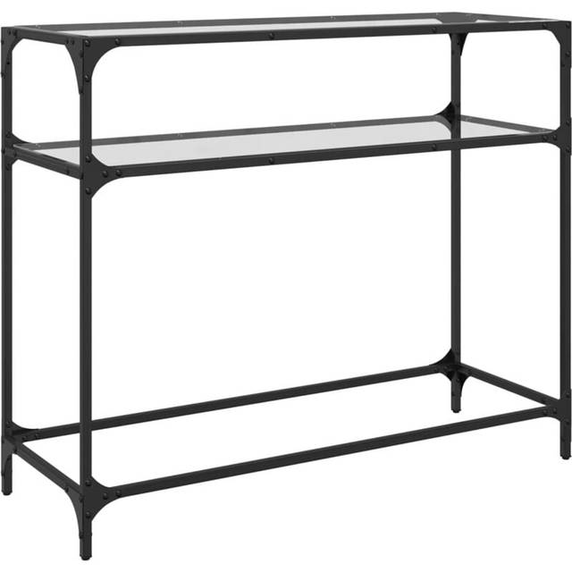 Konsolbord med transparent glasskiva 98x35x81 cm stål