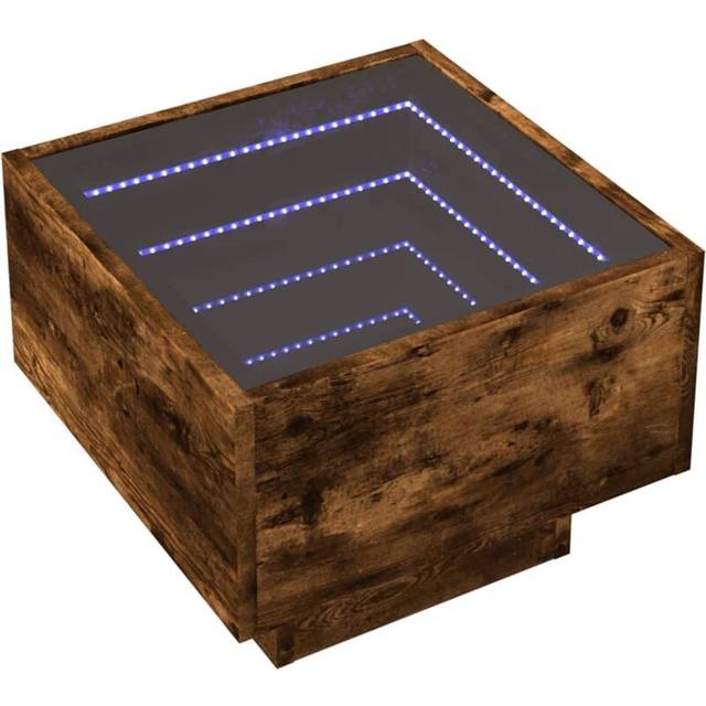 vidaXL Bedside Table with Infinity LED Smoked Oak 40x40x30 cm - Brown