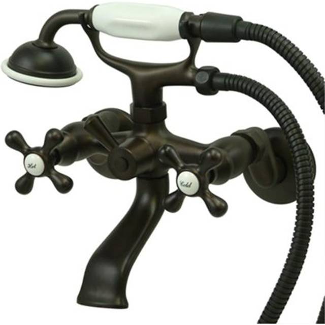 Kingston Brass  3 .5 Inch To 8 .5 Inch Adjustable Center Spread Tub-Wall Mount Clawfoot Tub Filler With Hand Shower - Oil Rubbed Bronze