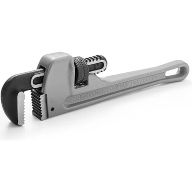DURATECH 8-inch Heavy Duty Aluminum Straight Pipe Wrench  Adjustable Plumbing Wrench  Drop Forged  Exceed GGG standard
