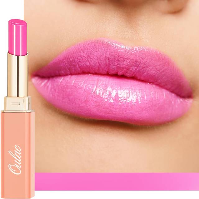 Oulac Moisturizing Shine Pink Lipstick for Women - 2 in 1 Glossy Bright Pink Tinted Lip Balm  Hydrating Winter Lipstick for Dry Lips Shine Juicy Finis