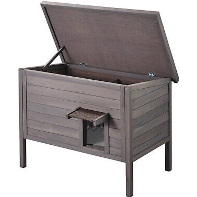 VEVOR Outdoor Cat House Wooden Feral Cat Shelter with Roof & PVC Door Flaps