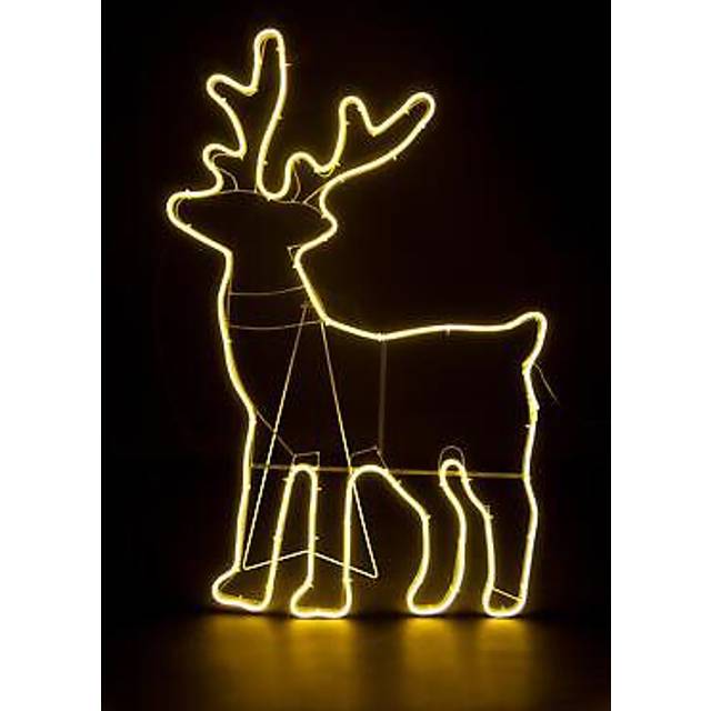 (Warm White, Large Standing Reindeer) Neon Effect Rope Light Silhouette LED Wall Christmas Decorations