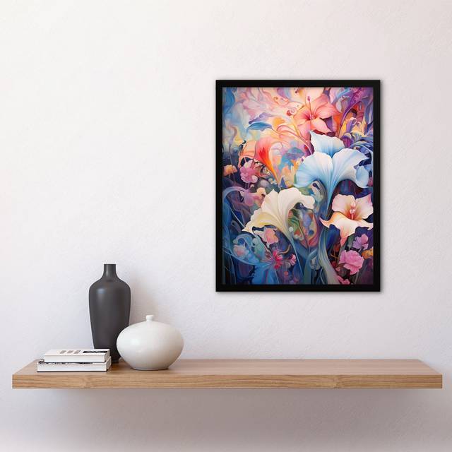 Abstract Flowers Pastel Watercolour Dreamy Lily Meadow - Print - Multicoloured (43.3cm H X 33.3cm W)