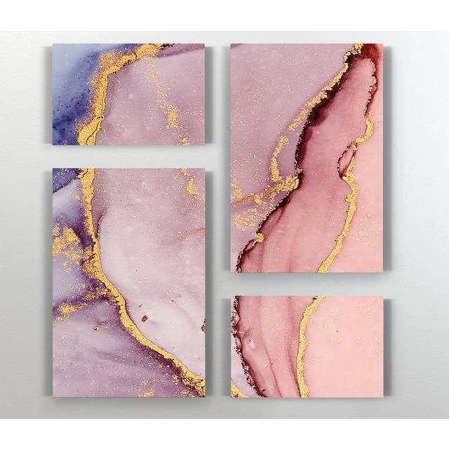 No Frame Set on Canvas - Pink;Gold (135.5cm H X 103cm W)