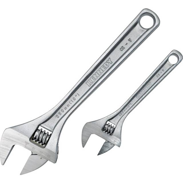 Kennedy 10"/6" Chromed Finish Adjustable Wrench Set