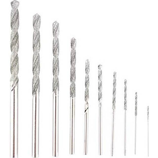Drill Bit Set - 10x Diamond Tipped Drilling Bit Sets Twist Drill Bits High Speed Steel for Glass Tile Stone 0.8-4.0mm