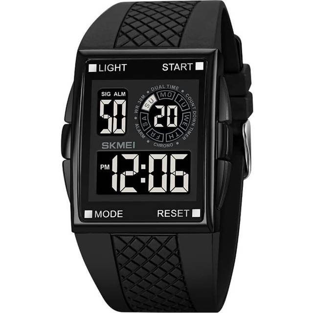 VEANXIN Unisex Square Digital Watch Big Face Sport Outdoor Dual Time Countdown Electronic Watches Led Light Wristwatch for Men Women