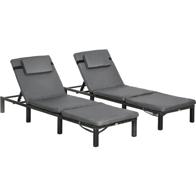Azyrah 195cm Long Double Sun Lounger - Grey (22cm H X 60cm W X 195cm L)