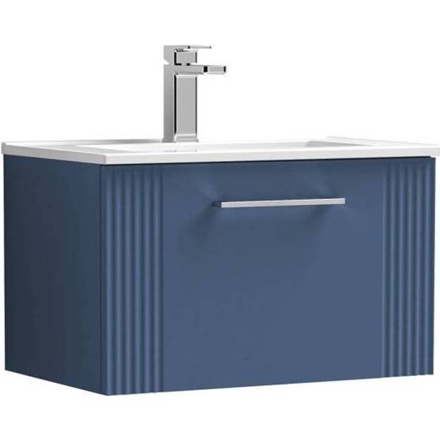 Nuie - Deco Wall Hung 1-Drawer Vanity Unit with Basin-2 600mm Wide - Satin Blue